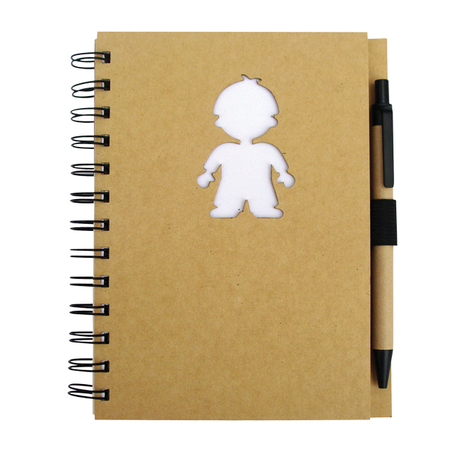 LIBRETA DE MATERIAL RECICLADO Y BOLÍGRAFO G129